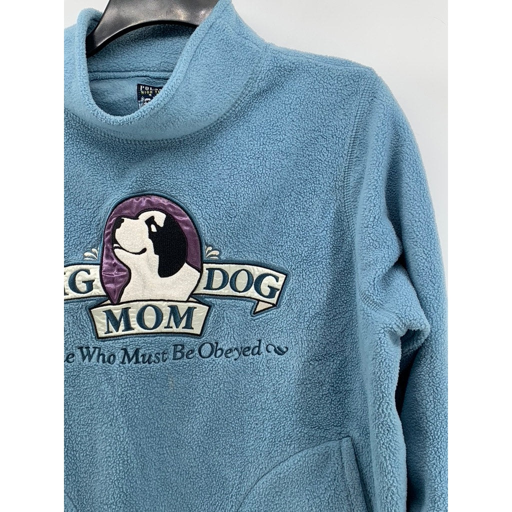 POLAR DOGS By Big Dogs Women's Blue Vintage Fleece Graphic Sweater SZ S