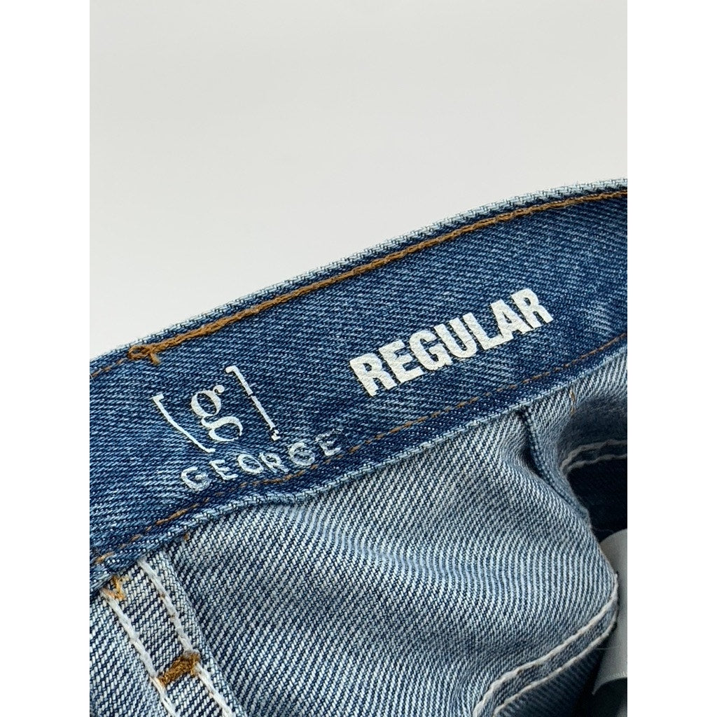 GEORGE JEANS Men's Blue Denim Regular-Fit Straight-Leg Five Pocket Jeans SZ29X30