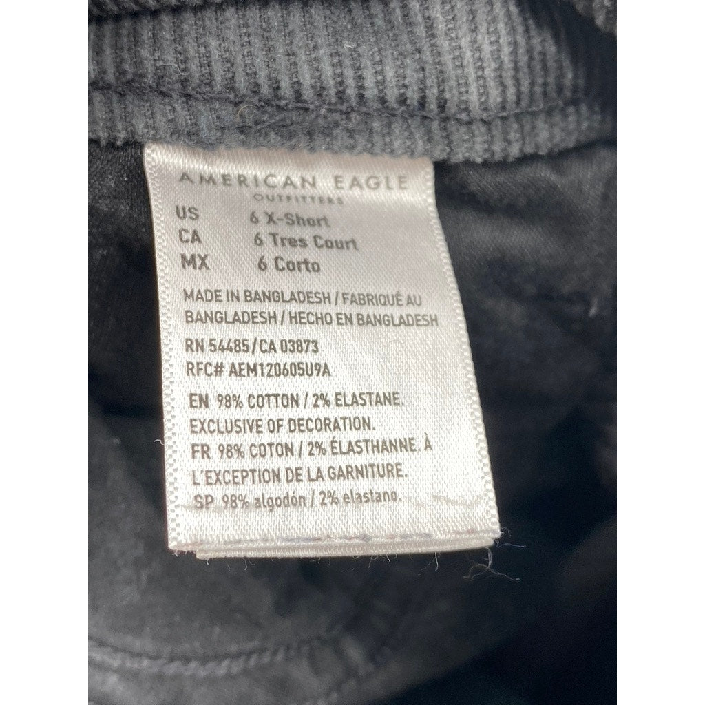 AMERICAN EAGLE Women's Black Corduroy Super Stretch X-Short Pants SZ 6