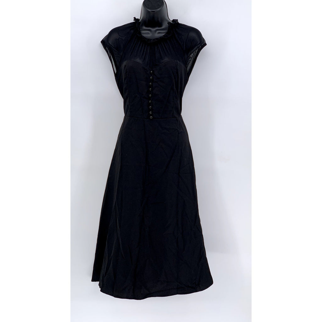 SHEIN Women's Black Mesh Sleeveless A-Line Midi Dress SZ 6