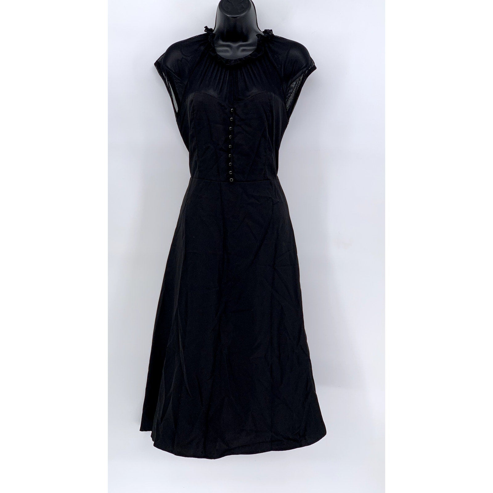 SHEIN Women's Black Mesh Sleeveless A-Line Midi Dress SZ 6