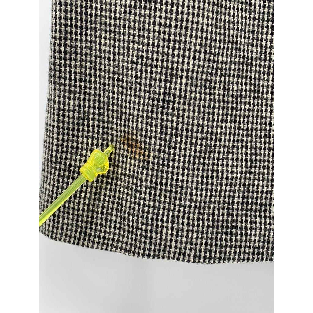 UNBRANDED Women's Black-White Houndstooth Straight Wool-Blend Mini Skirt SZ 6