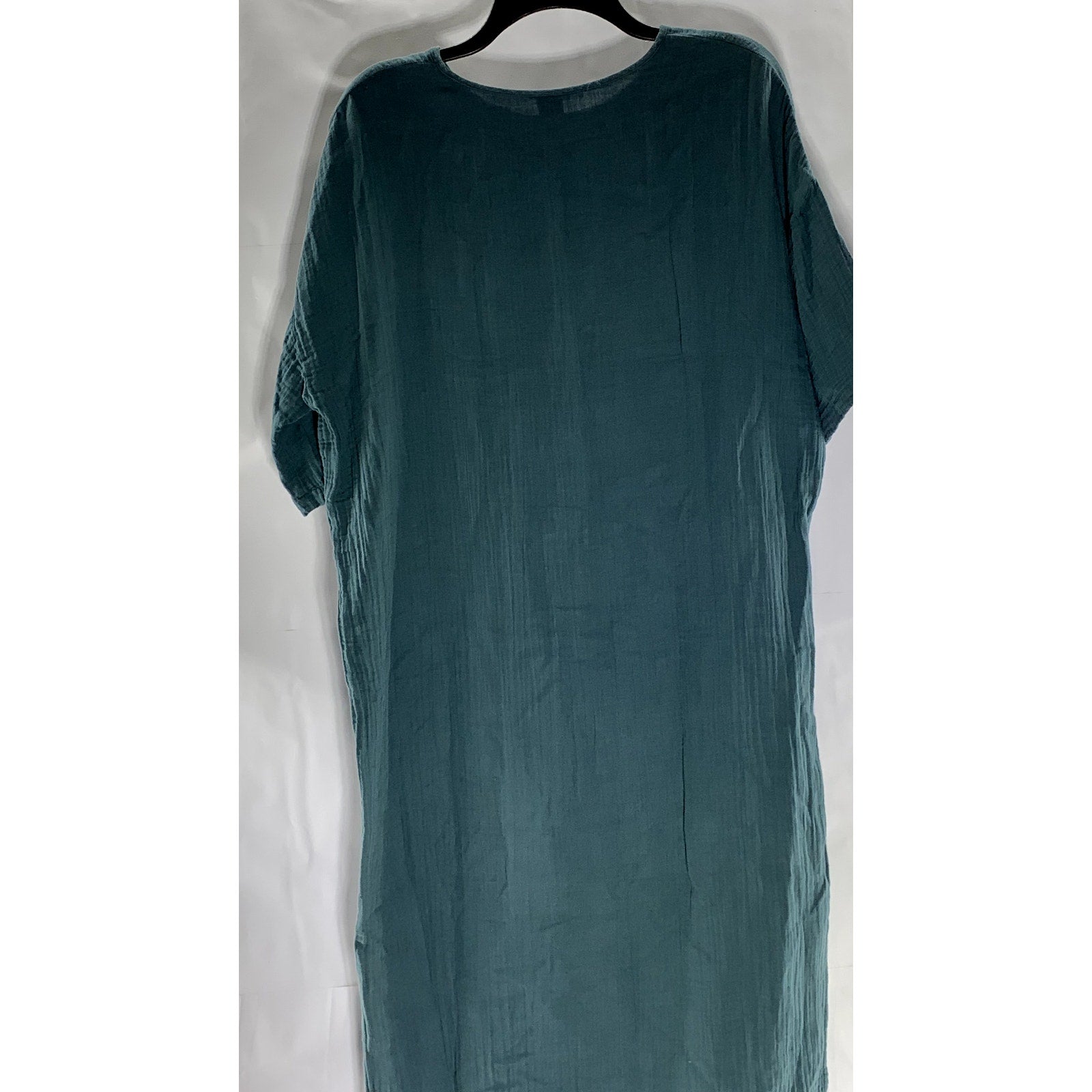 THE FROCK NYC Women's Teal Crewneck Short Sleeve Popover Midi Dress SZ S