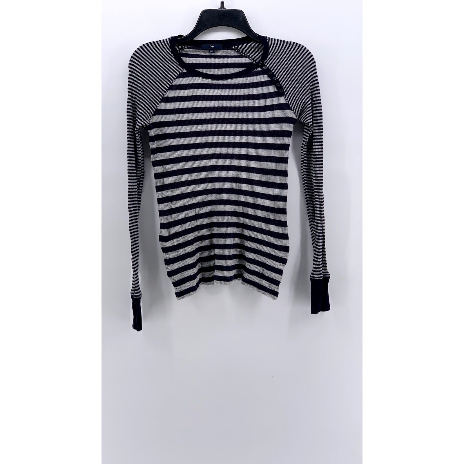 GAP Women's Navy-White Striped Ribbed Long Sleeve Top SZ XS