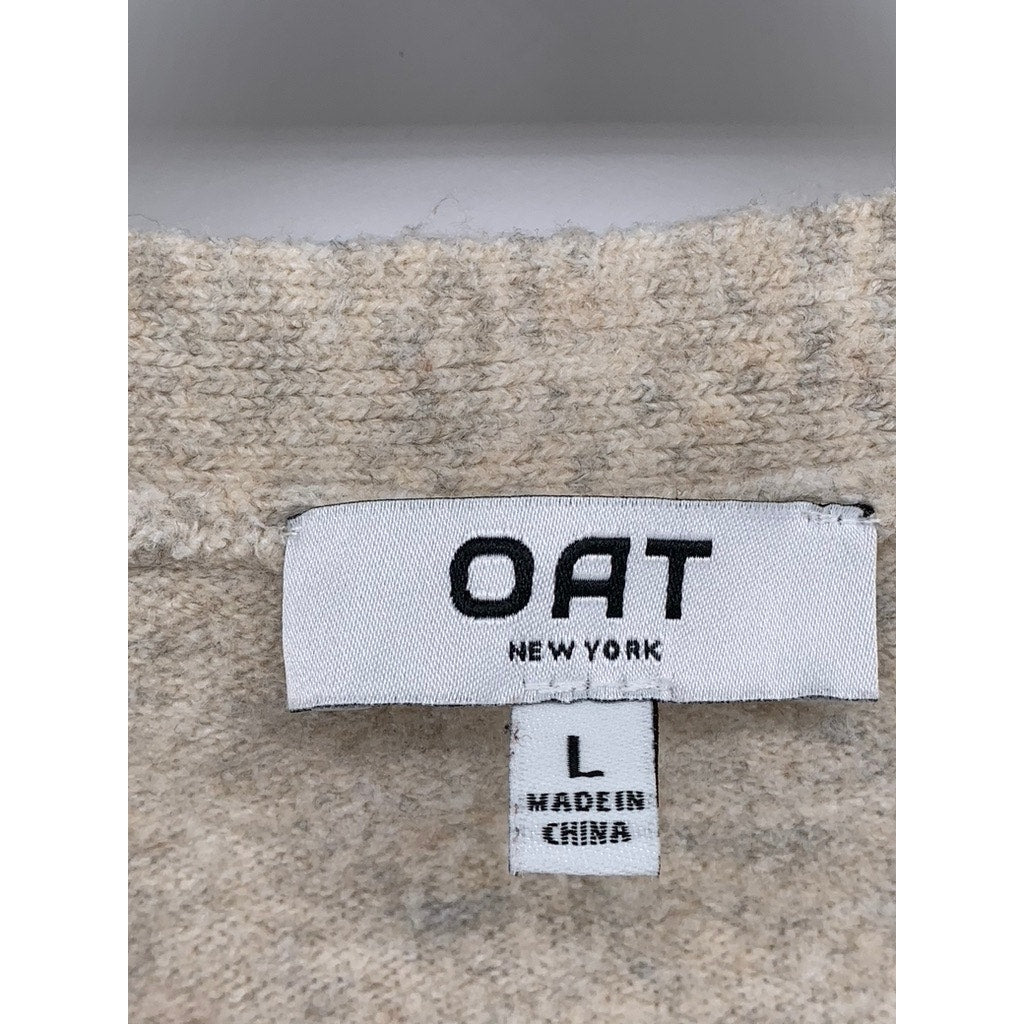 OAT NEW YORK Women's Beige V-Neck Button-Down Long Sleeve Sweater SZ L
