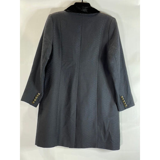 SOFT SURROUNDINGS Women's Petite Gray Wool-Blend Velvet Collar Lined Coat SZ P/M