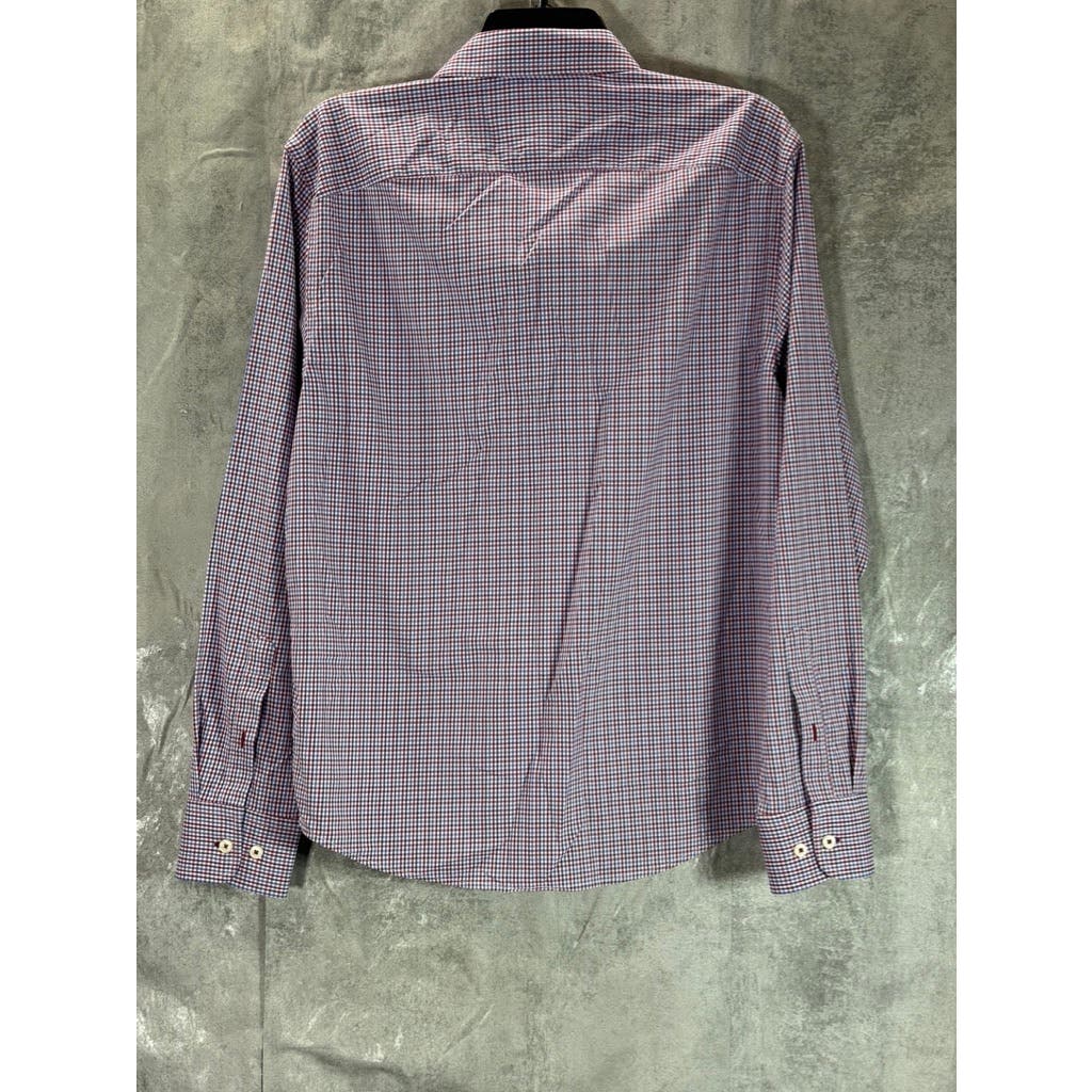 UNTUCKIT Men's Red Gingham Regular-Fit Lorimar Button-Up Long Sleeve Shirts SZ M
