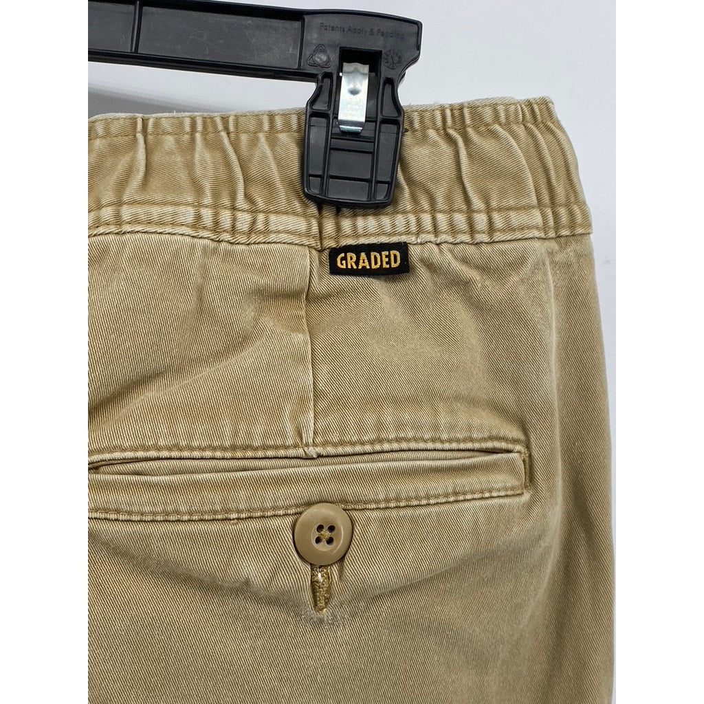 H&M L.O.G.G. Men's Tan Denim Slim-Fit Stretch Drawstring Jogger Pants SZ M