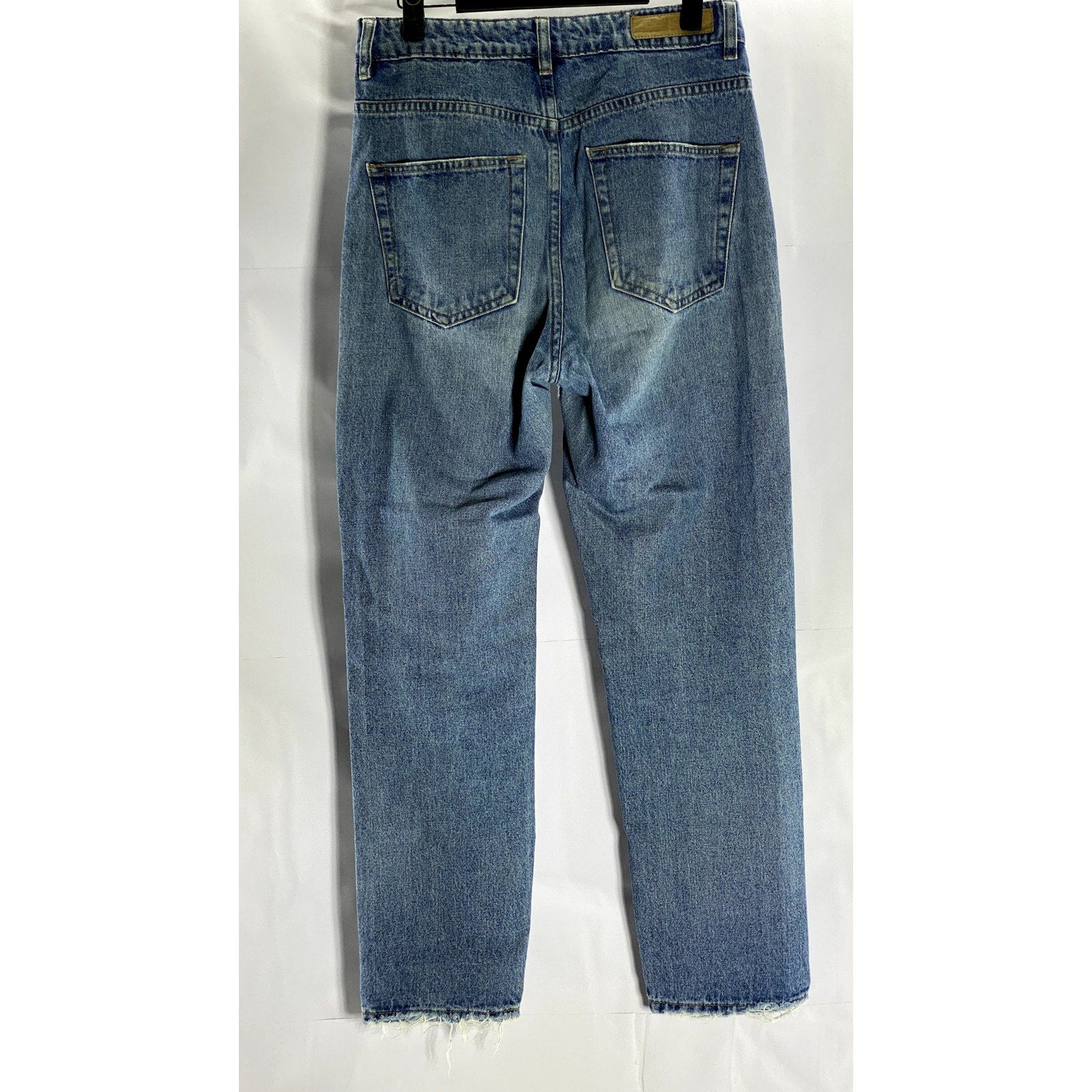 COTTON ON Women's Blue Denim Tapered-Leg High-Ris Distressed Mom Jean SZ 6