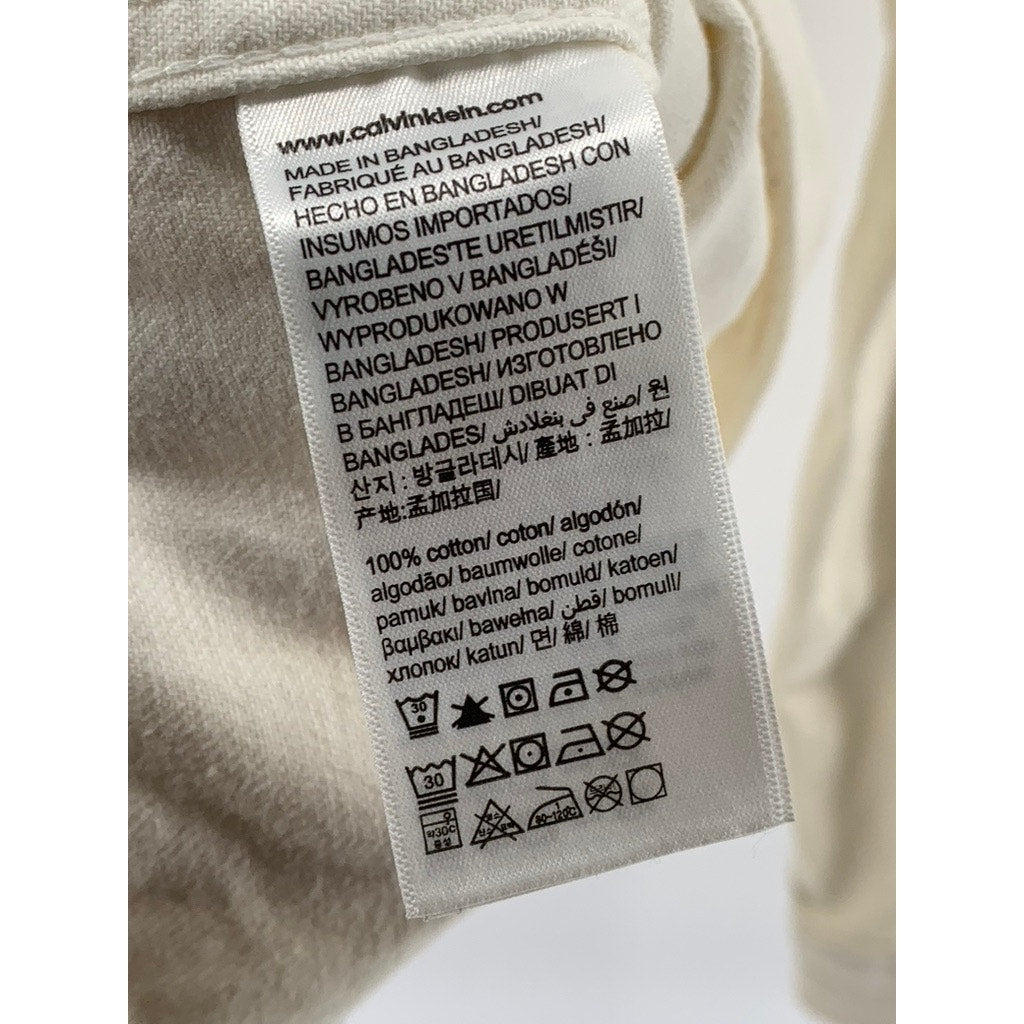 CALVIN KLEIN JEANS Men's White Denim  Button-Up Long Sleeve Trucker Jacket SZ L