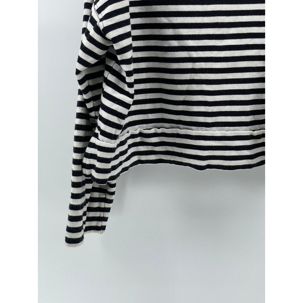 H&M BASIC Women’s Black-White Striped Crewneck Long Sleeve Sweatshirt SZ XL