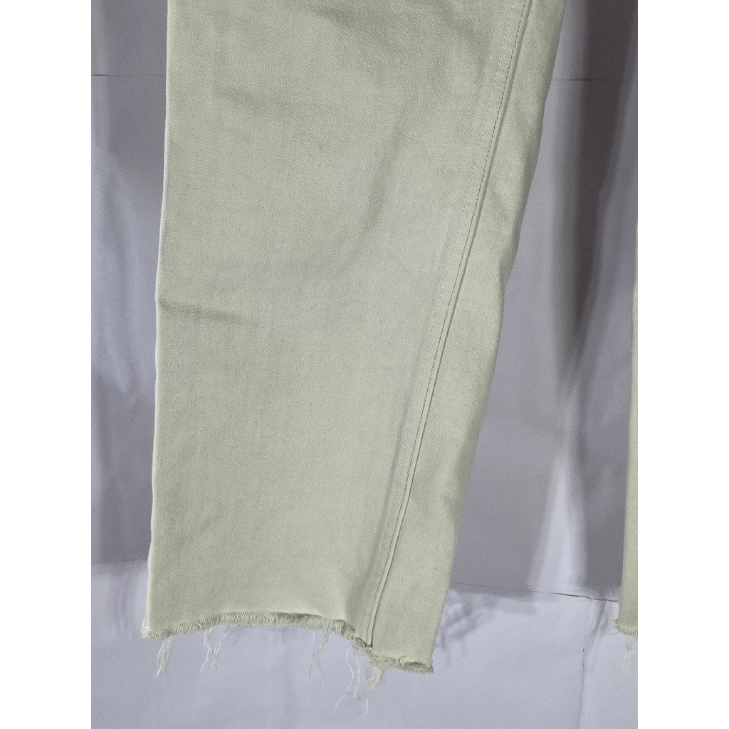 UNIQLO U Women's Cream Cotton Raw-Hem Regular-Fit Straight-Leg Jean SZ 27X32