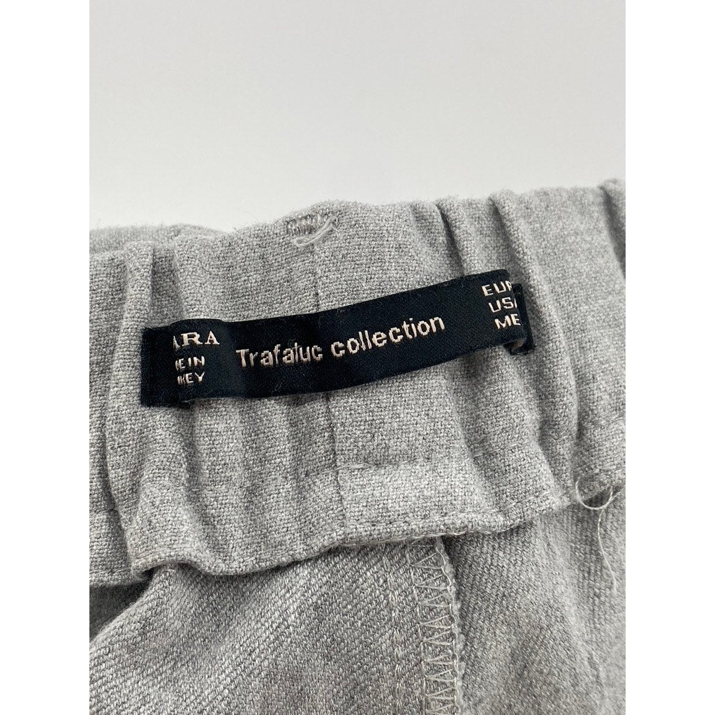ZARA TRAFALUC Women's Gray-White Side Stripe Cropped Pull-On Pant SZ XS