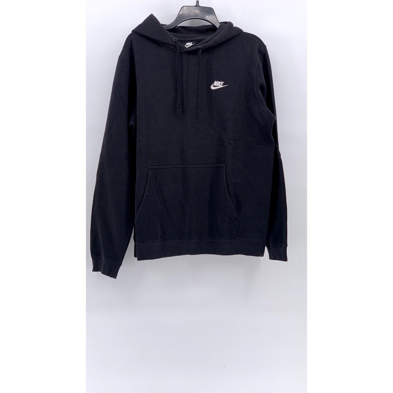 NIKE Women's Black-White Logo Sportswear Pullover Classic Hoodie SZ L