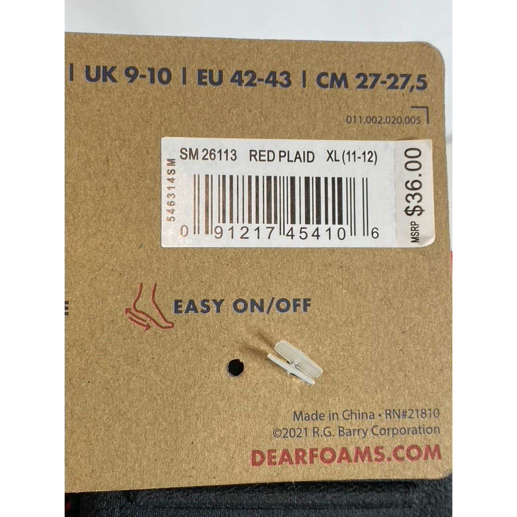 DEARFOAMS Women's Red Plaid Mama Bear Logo Clog Slippers SZ XL(11/12)