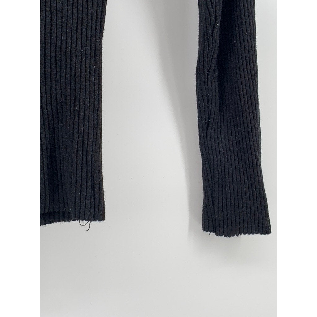 COMMUNE Women’s Black Ribbed Crewneck Long Sleeve Top SZ S