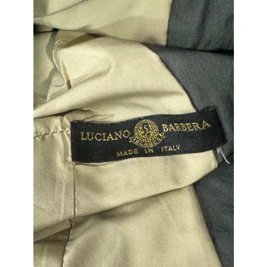 LUCIANO BARBERA Women's Army Green Metallic Waxed Utility Military Jacket SZ 44