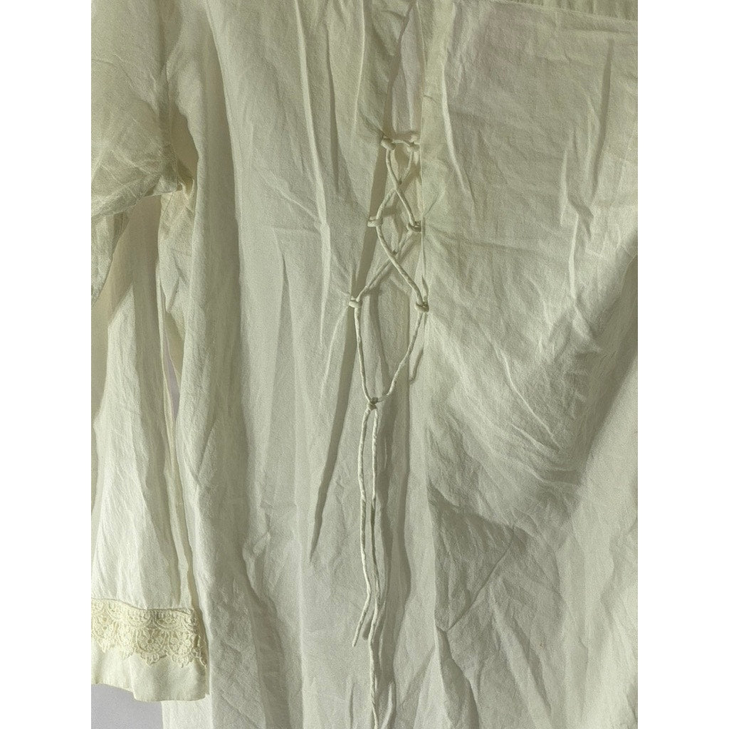 TASHA POLIZZI COLLECTION Women’s Cream Crochet Knit V-Neck Button Top SZ M