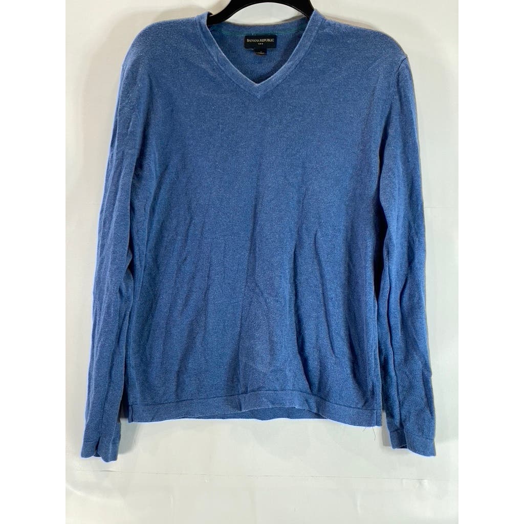 BANANA REPUBLIC Men's Blue Regular-Fit V-Neck Long Sleeve Pullover Sweater SZ S