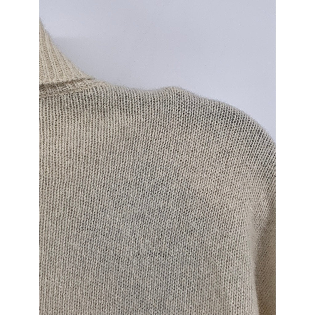 RAFAELLA Women's Vintage Off-White Diamond Print Lambswool Padded Sweater SZ M