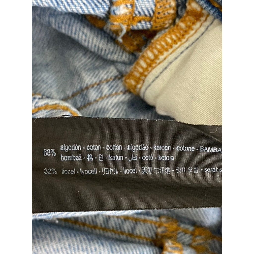 ZARA Women's Straight-Leg High-Rise Denim Frayed Jeans SZ 4