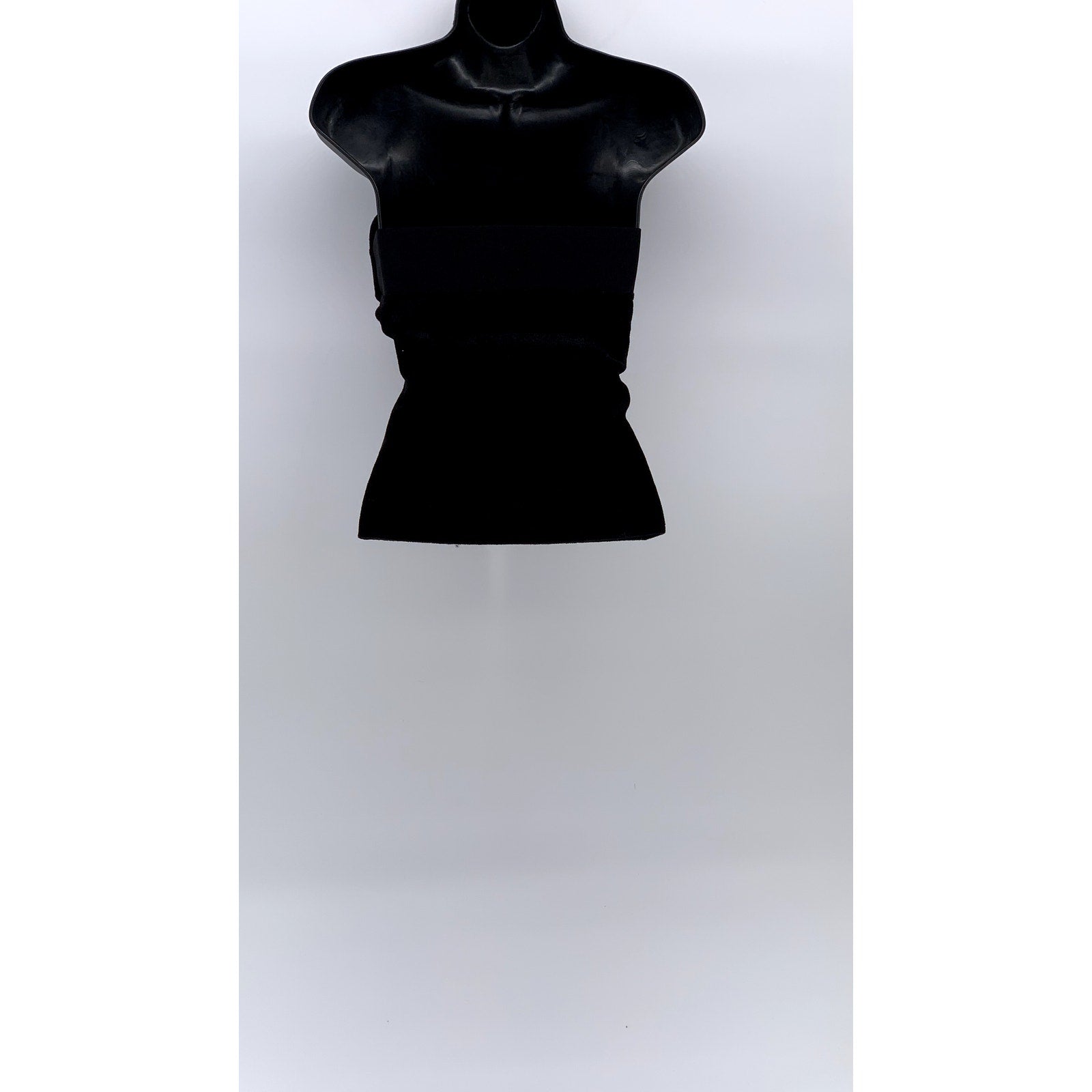 MARC JACOBS Women's Black Rib Knit Velour V-Neck Strapless Top SZ S