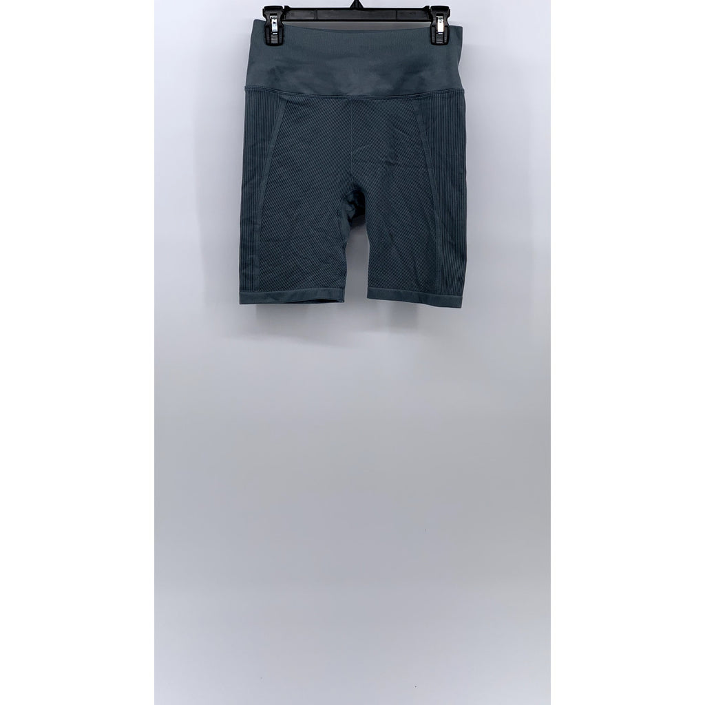 WILSON Women's Gray Ribbed Stretch Pull-On Seamless High-Rise Bike Shorts SZ L