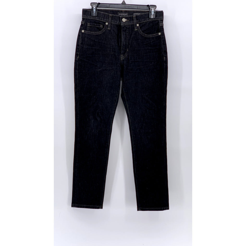 BANANA REPUBLIC Women's Black Wash Denim High-Rise Slim Jeans SZ 27