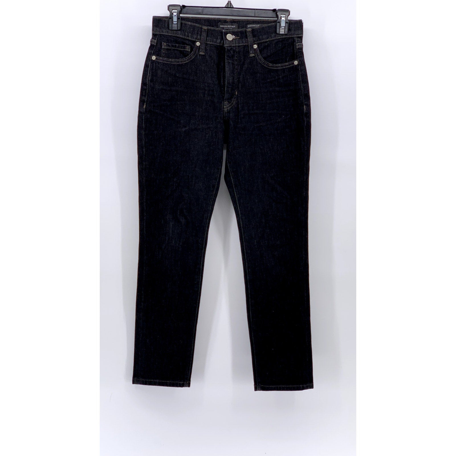 BANANA REPUBLIC Women's Black Wash Denim High-Rise Slim Jeans SZ 27