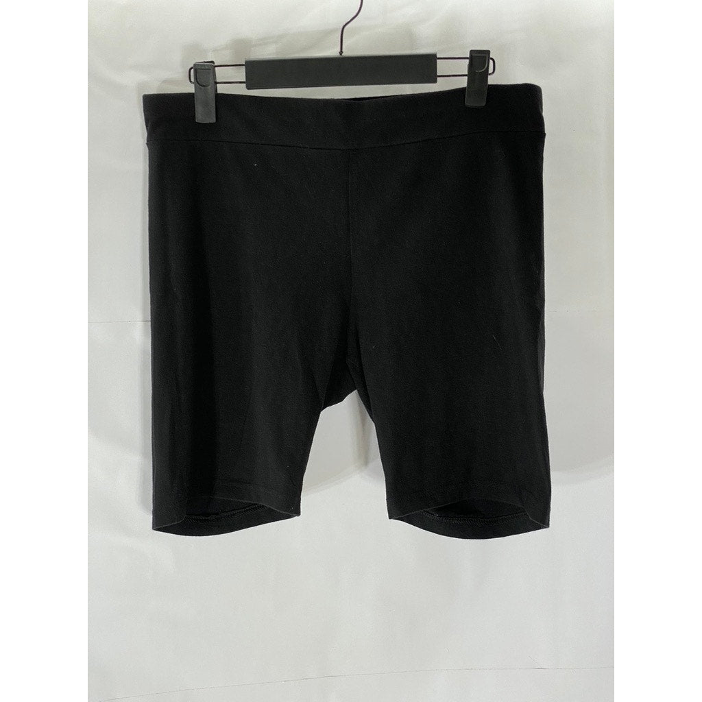 HUE Women's Black High-Rise Biker Shorts SZ M