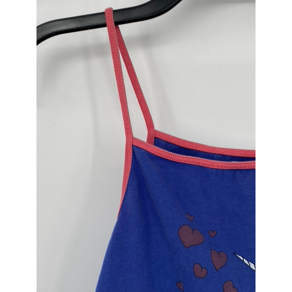KIMCHI BLUE Women’s Blue-Pink Square-Neck Sweetie Unicorn Graphic Tank Top SZ L