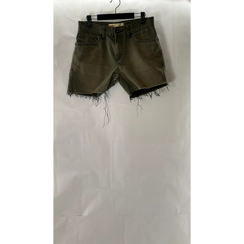 LEVI'S Women's Washed Black 511 Slim-Fit Raw-Hem Cutoff Shorts SZ 18