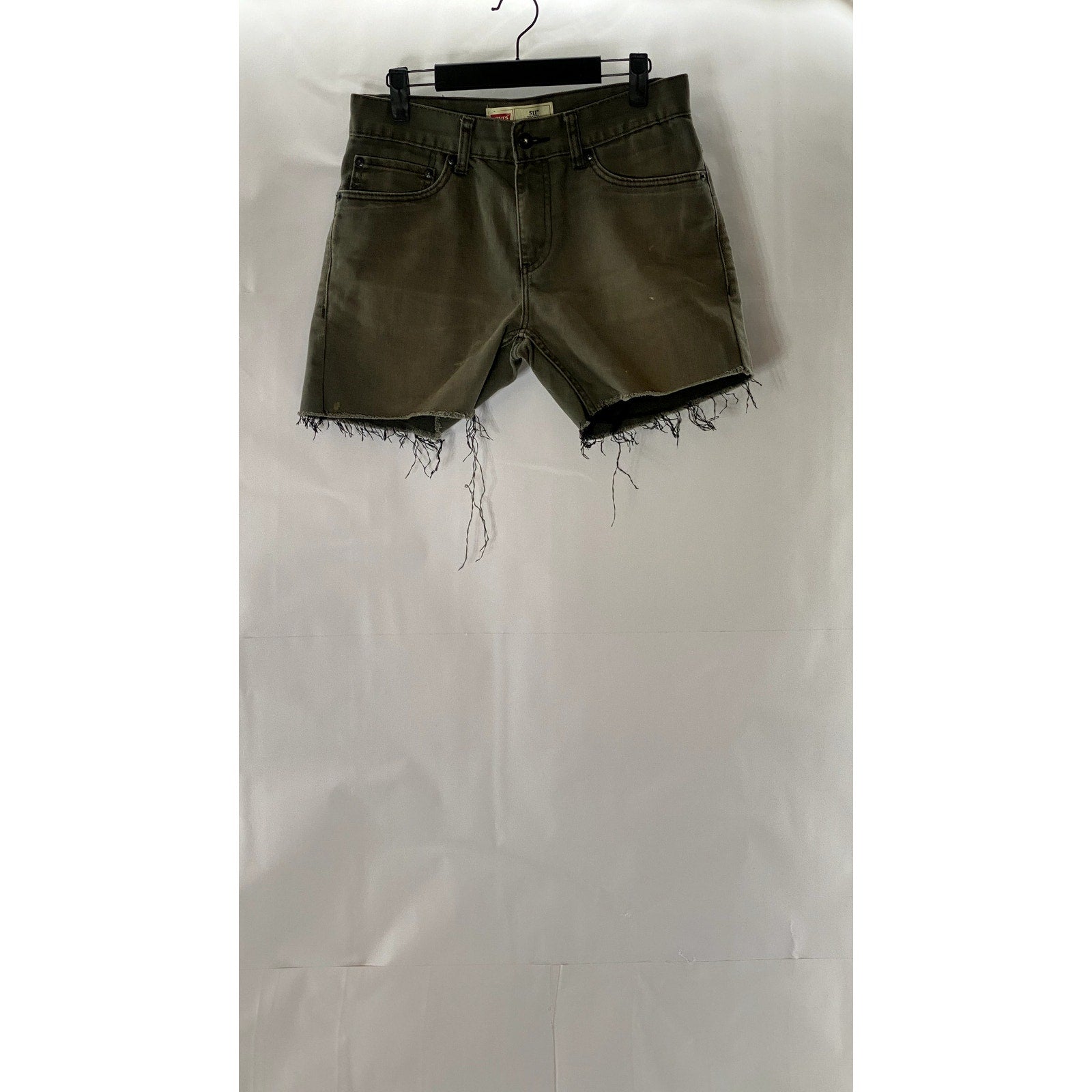 LEVI'S Women's Washed Black 511 Slim-Fit Raw-Hem Cutoff Shorts SZ 18