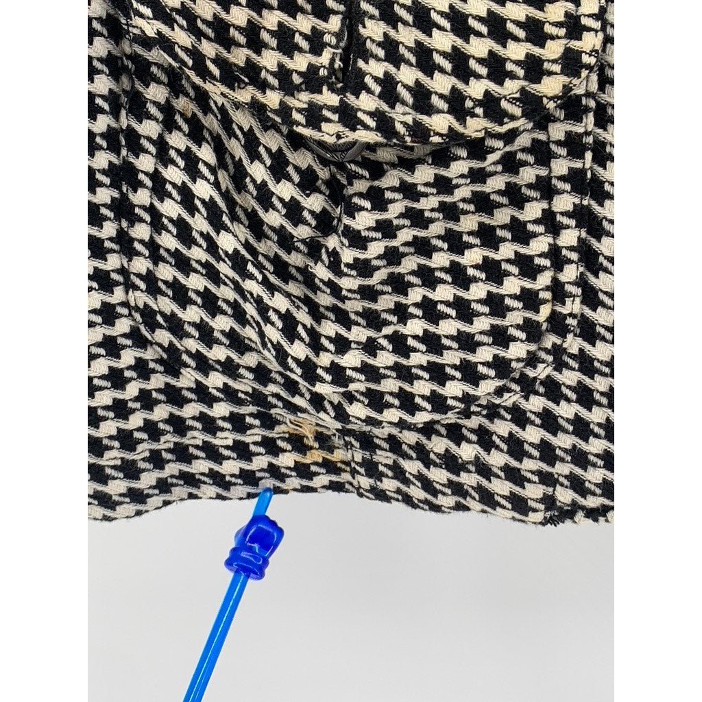 ROXY Women's Black-White Houndstooth Cotton Button-Up Cropped Top SZ XL