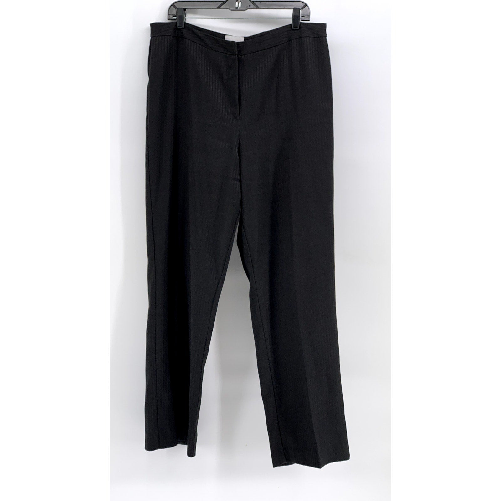 KC SPENCER NY Women's Black Striped Straight Leg Regular Fit Pants SZ 16