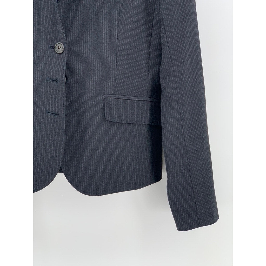 J.CREW Women's Navy Pinstripe 3-Button Wool Blazer SZ 2