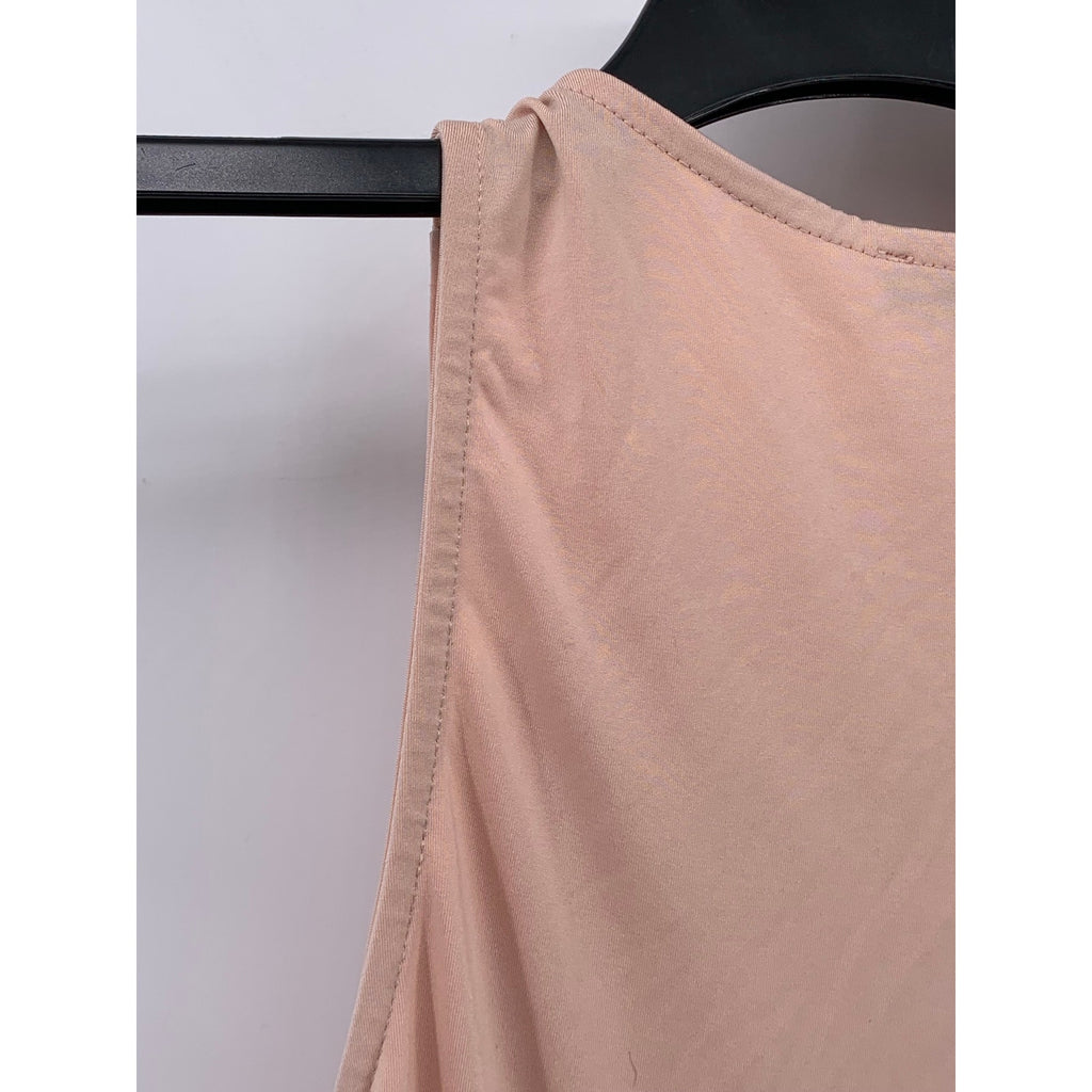 EXPRESS Women's Peach Body Contour Crewneck Sleeveless Thong Bodysuit SZ S