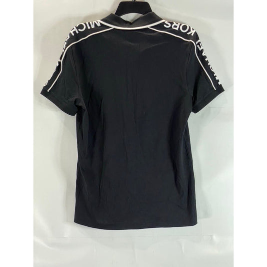 MICHAEL KORS Men's Black/White Cotton MK Logo Short Sleeve Polo Shirt SZ S