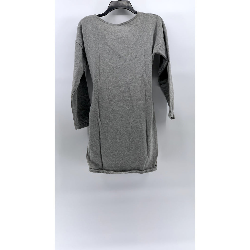 PRETTYLITTLETHING Women's Gray Long Sleeve Faux-Wrap Belted Sweater Dress SZ 4