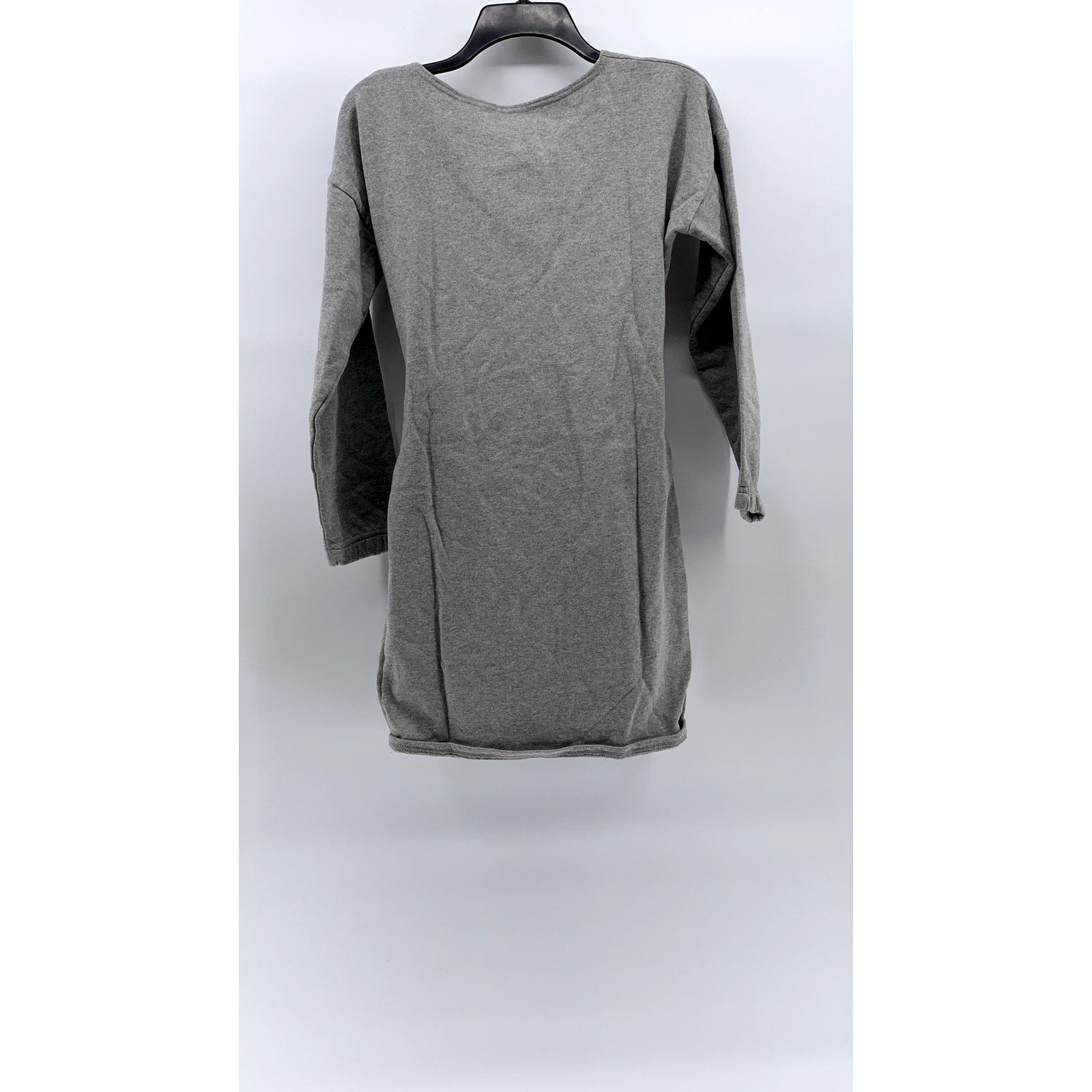 PRETTYLITTLETHING Women's Gray Long Sleeve Faux-Wrap Belted Sweater Dress SZ 4