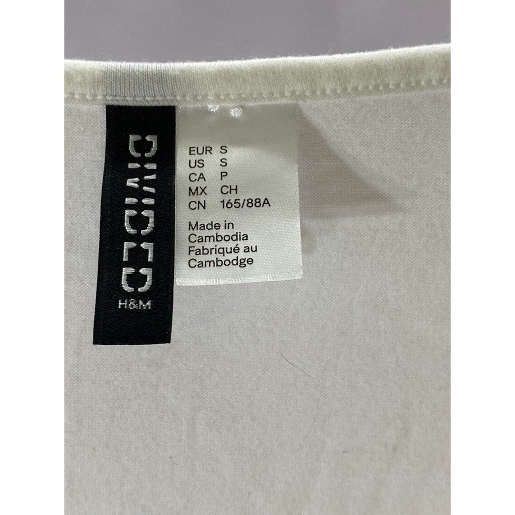 DIVIDED BY H&M Women's White Solid Scoop-Neck Long Sleeve Top SZ S