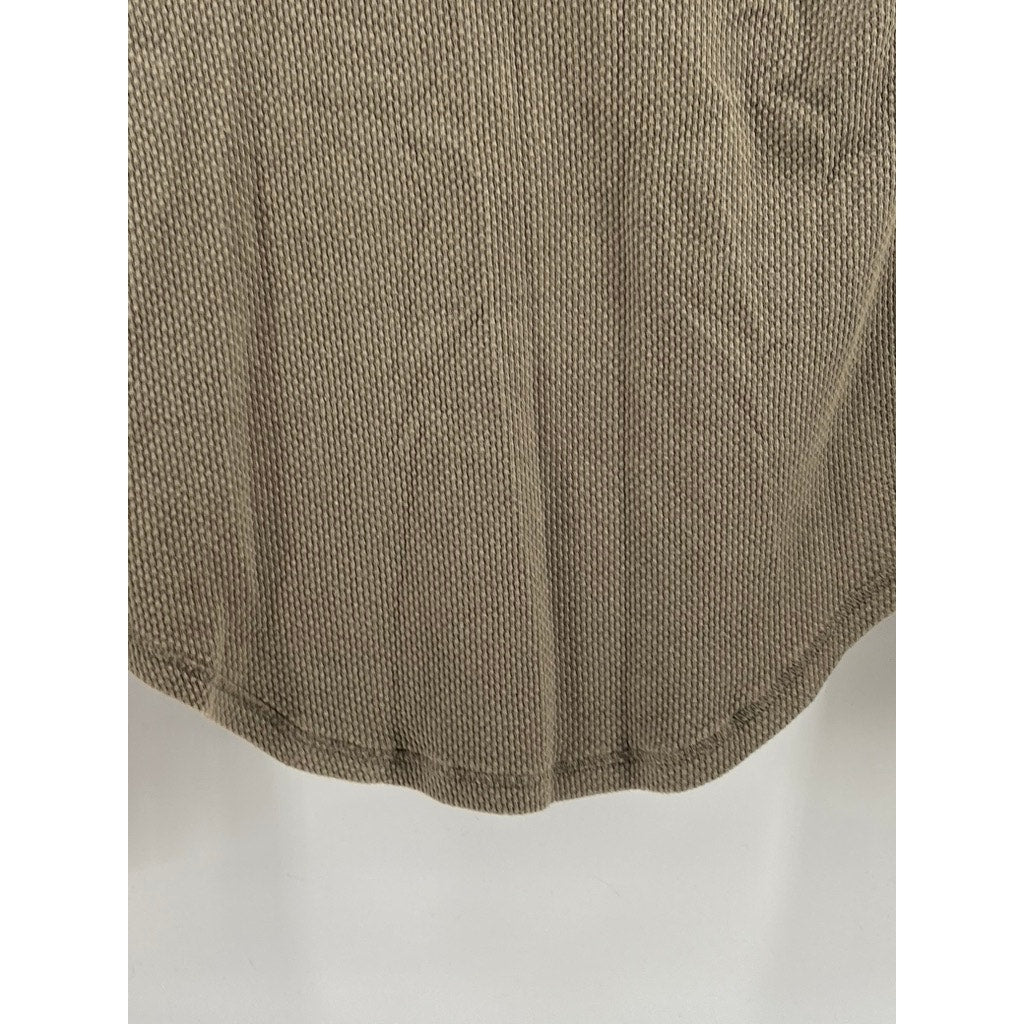 FREE PEOPLE Women's Olive Green-Orange Trim Long Zipper Cuff Sleeve Top SZ M
