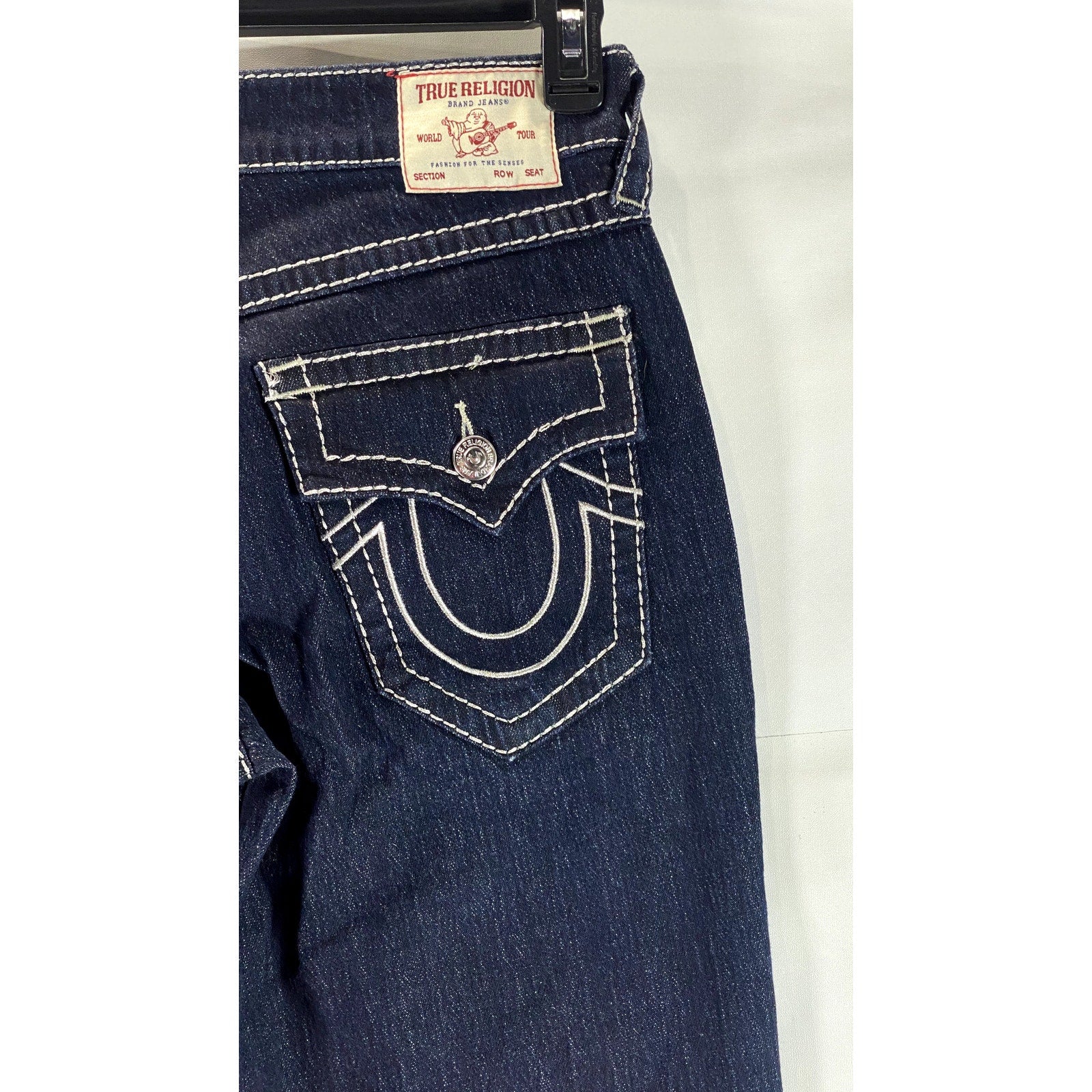 TRUE RELIGION Women's Blue Denim Ricki Relaxed Straight Big T Jean SZ 26