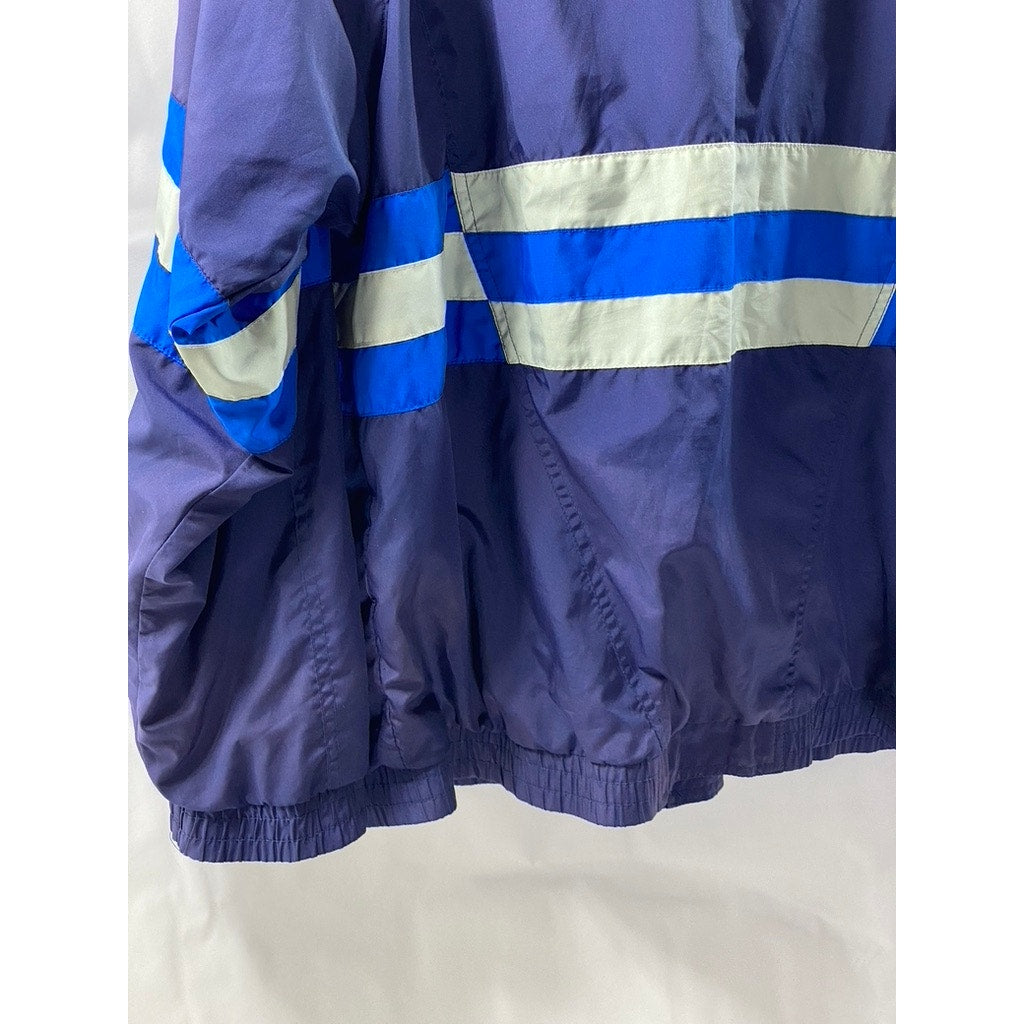 LE COQ SPORTIF Men's Blue-White Striped Zip-Up Activewear Jacket SZ L