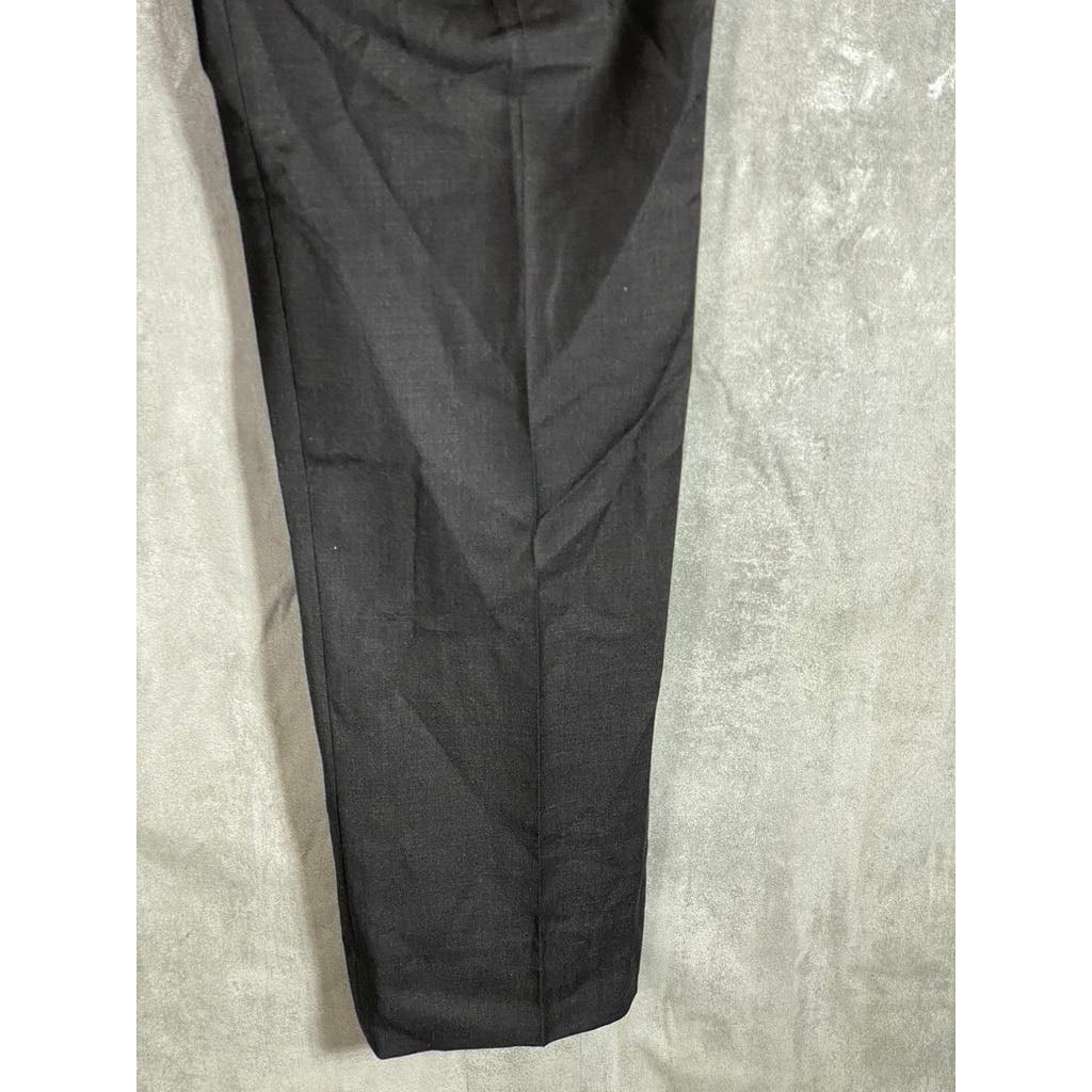 UNBRANDED Men's Black Luxe Flat Front Wool & Cashmere Blend Slim Trousers SZ 34R