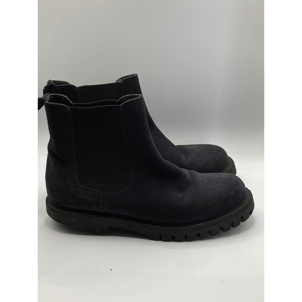 Women’s Navy Blue Faux Suede Round-Toe Lug-Sole Ankle Boots SZ 7