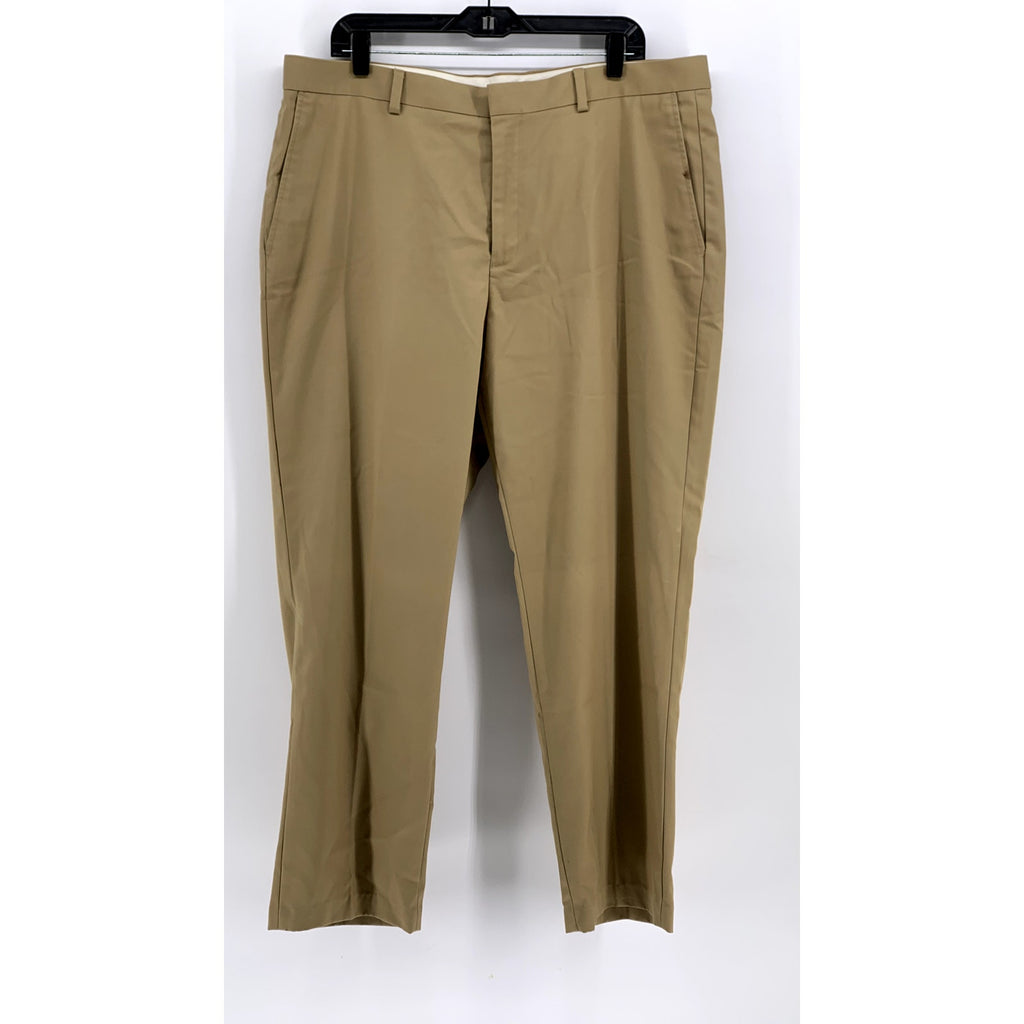ALAN FLUSSER Men's Tan Solid Regular-Fit Straight Leg Pants SZ 38X30