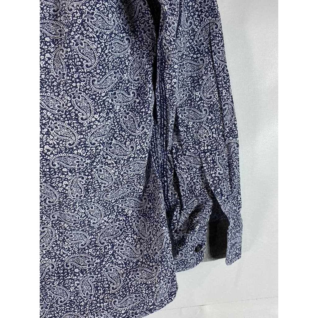 DIESEL Men's Navy/White Paisley Giamma Button-Up Long Sleeve Shirt SZ S
