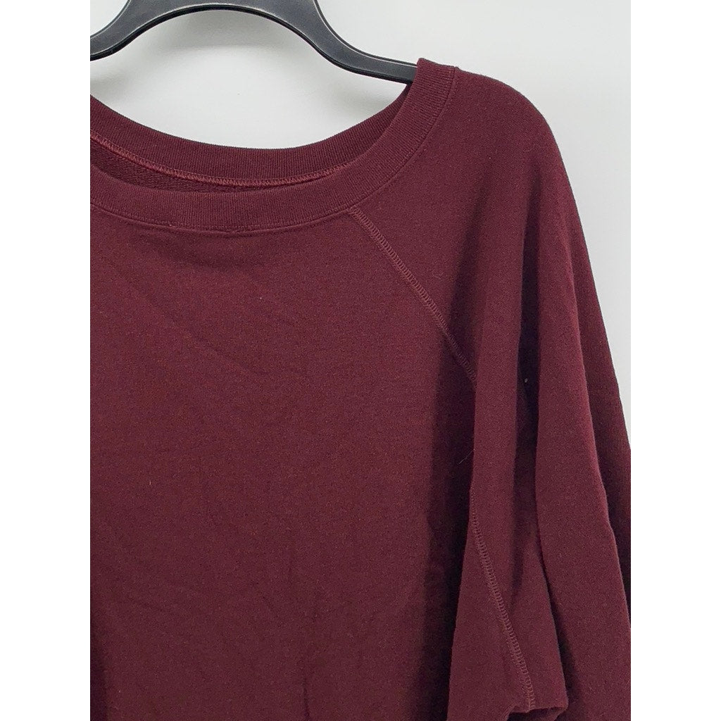 PINK Women's Burgundy Cropped Oversized Sweater SZ L