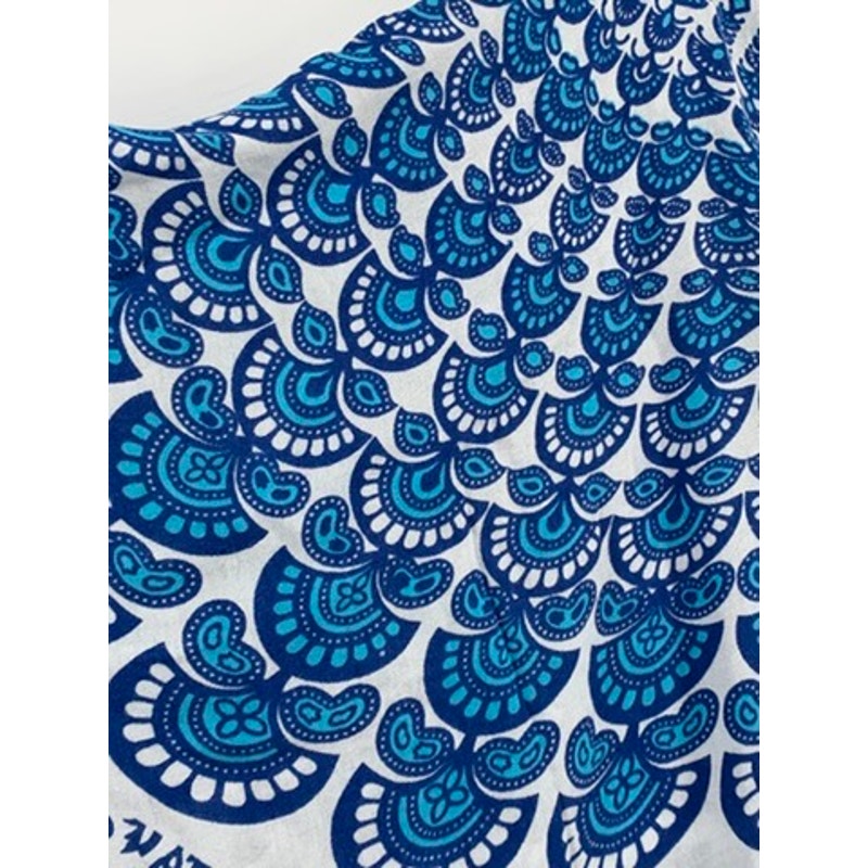 UNBRANDED Women’s Blue Shell-Animal Print Fringe Scarf